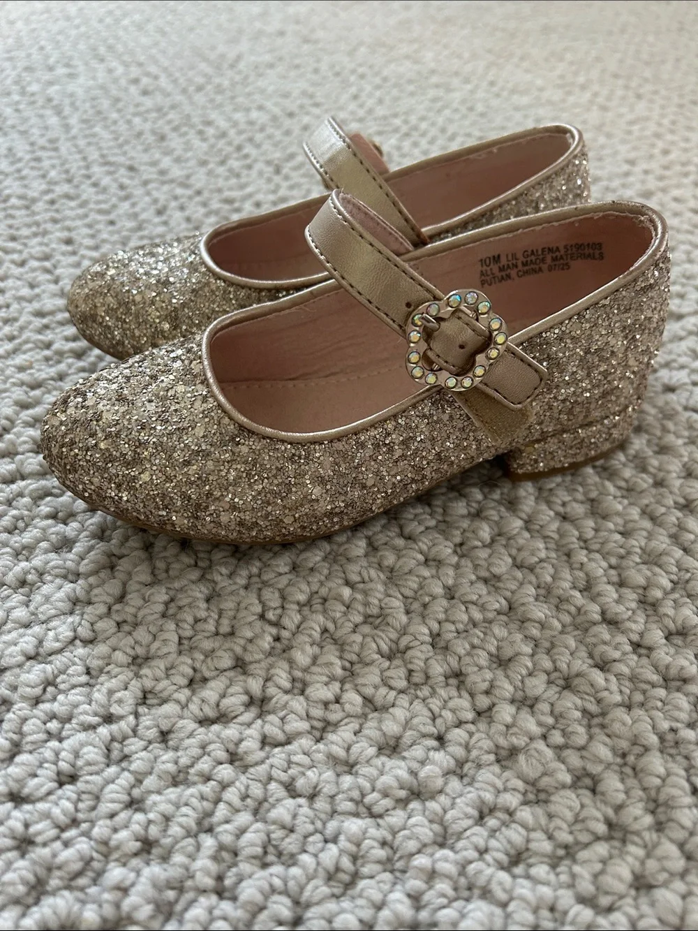 Kelly & Katie Gold Glitter Mary Jane Flats for Kids
